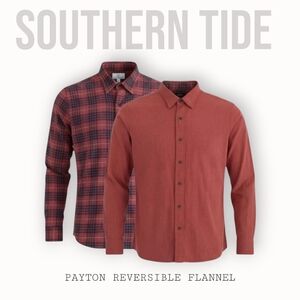 NWT Southern Tide Payton Heather Reversible Plaid Shirt Red S, M, L,XL ,2XL $135